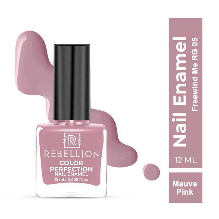 Rebellion mauve pink nail enamel with swatch