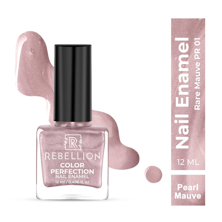 Rebellion pearl mauve nail enamel with swatch