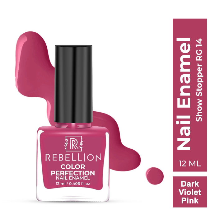 Rebellion dark violet pink nail enamel with swatch