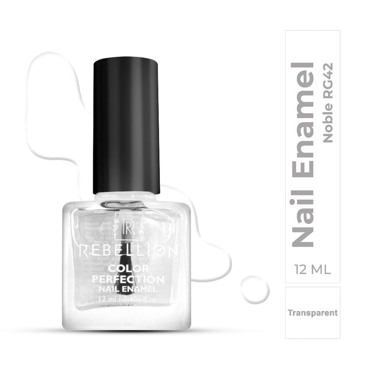 Rebellion transparent nail enamel with swatch