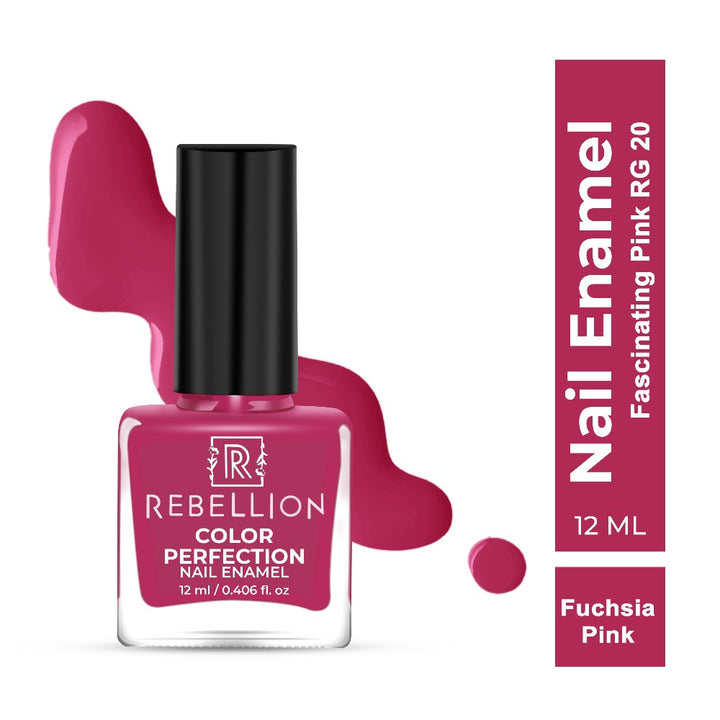 Rebellion fuchsia pink nail enamel with swatch