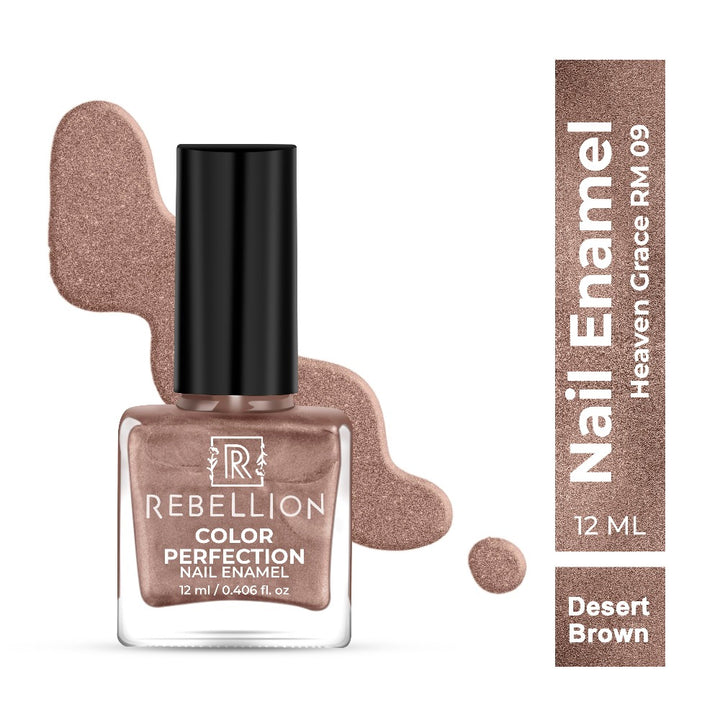 Rebellion desert brown nail enamel with swatch
