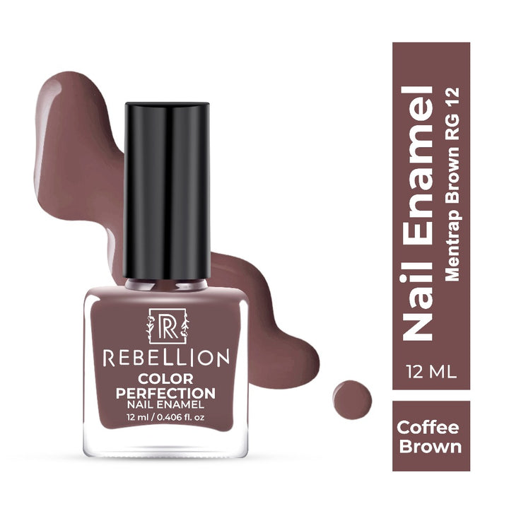 Rebellion coffee brown nail enamel with swatch