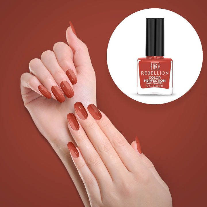 Rebellion coral nail enamel application on nails