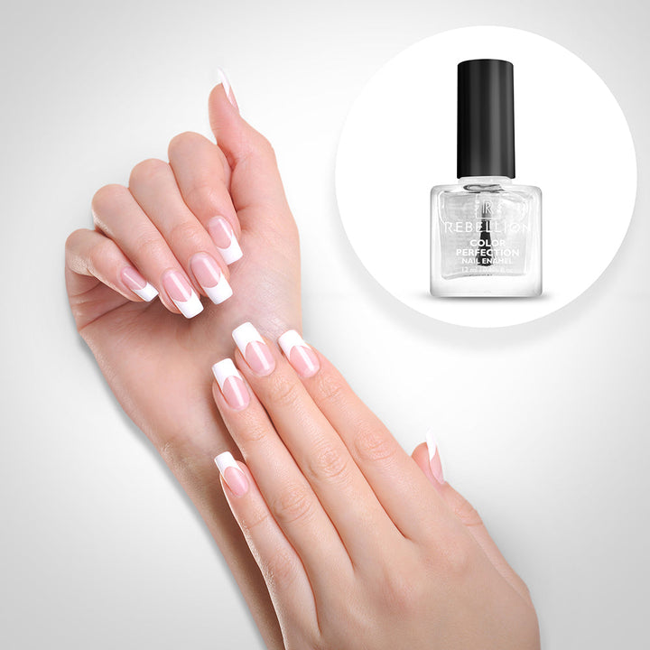 Rebellion transparent nail enamel application on nails