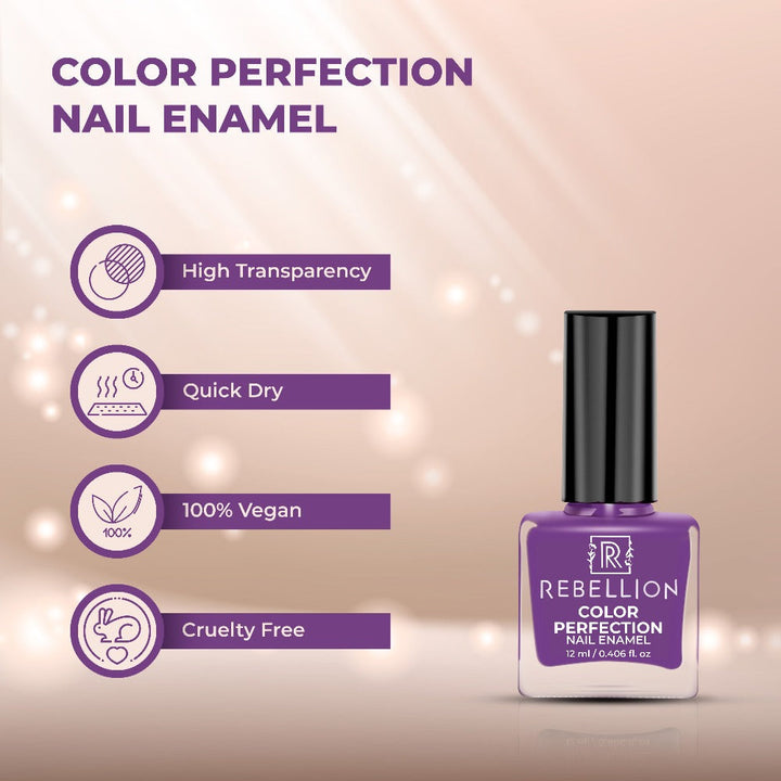 Rebellion mauve nail enamel features and characteristics