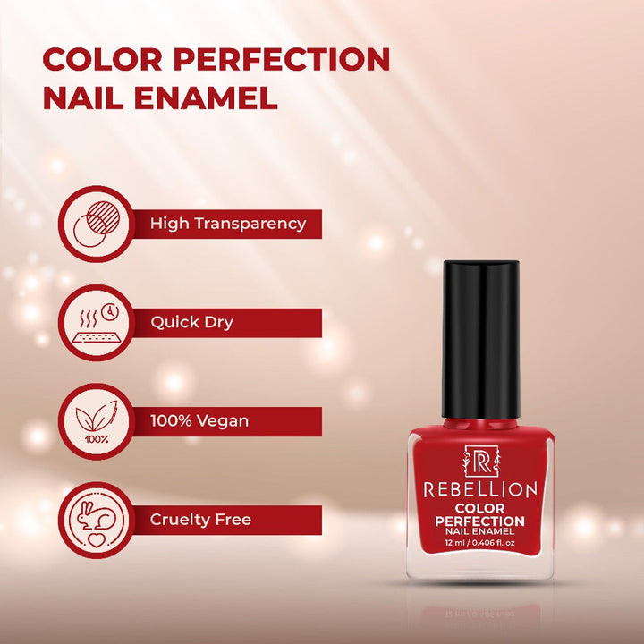 Rebellion scarlet red nail enamel features and characteristics