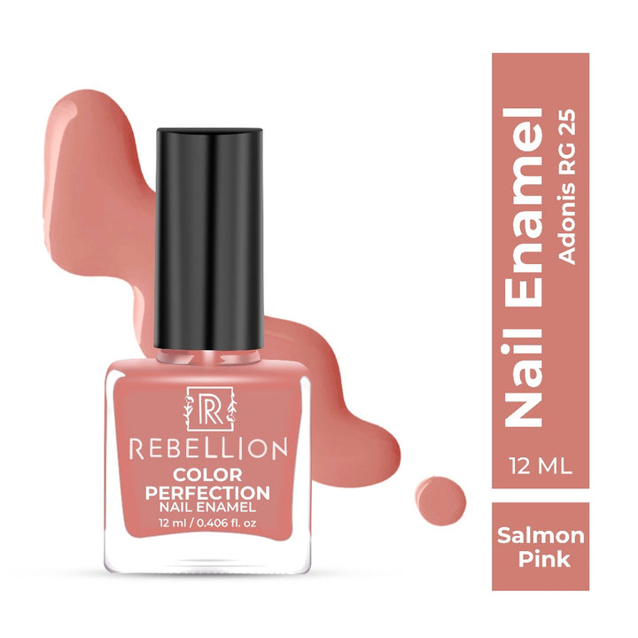 Rebellion salmon pink nail enamel with swatch