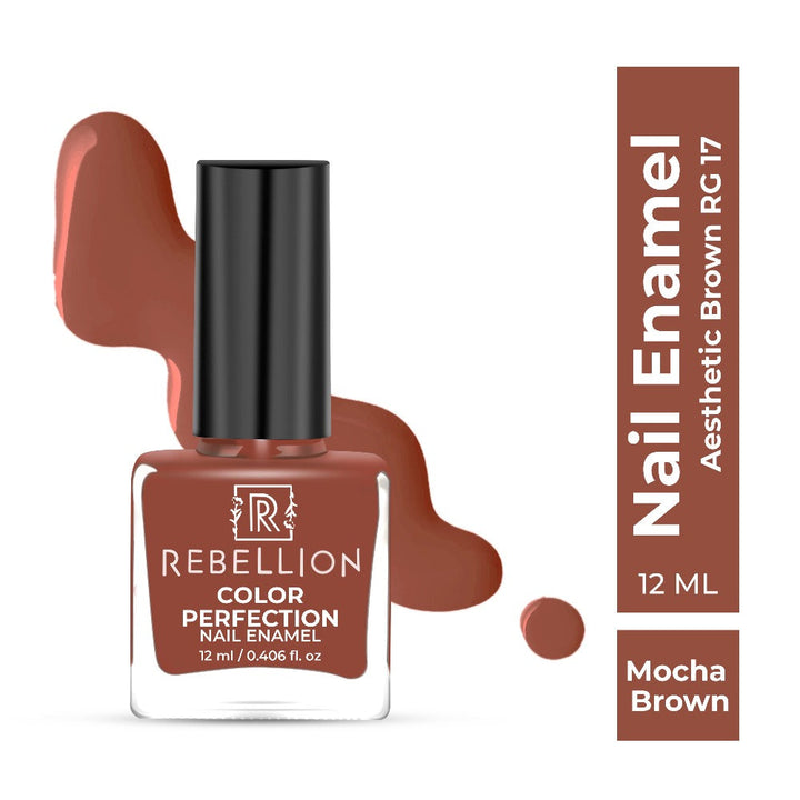 Rebellion mocha brown nail enamel with swatch