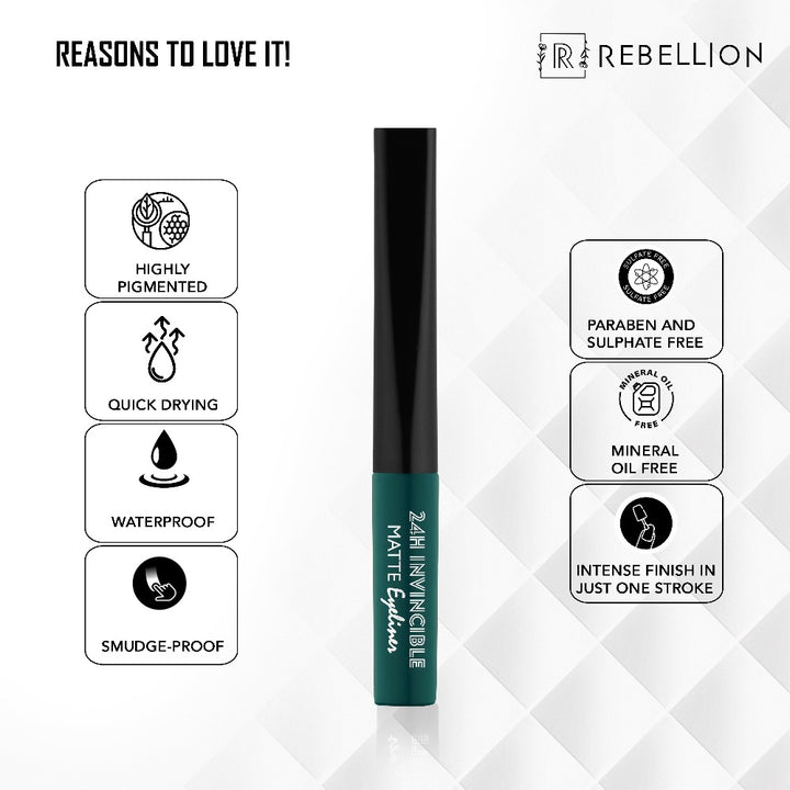 Rebellion mastro green matte eyeliner key benefits