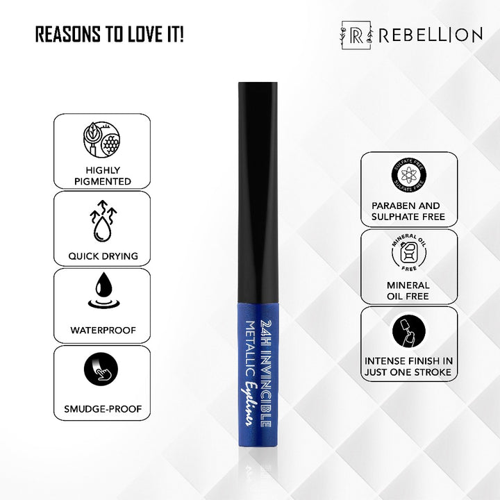 Rebellion idealistic blue metallic eyeliner key benefits