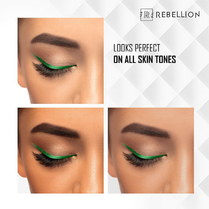 Rebellion elegant bronze metallic eyeliner on different skin tones