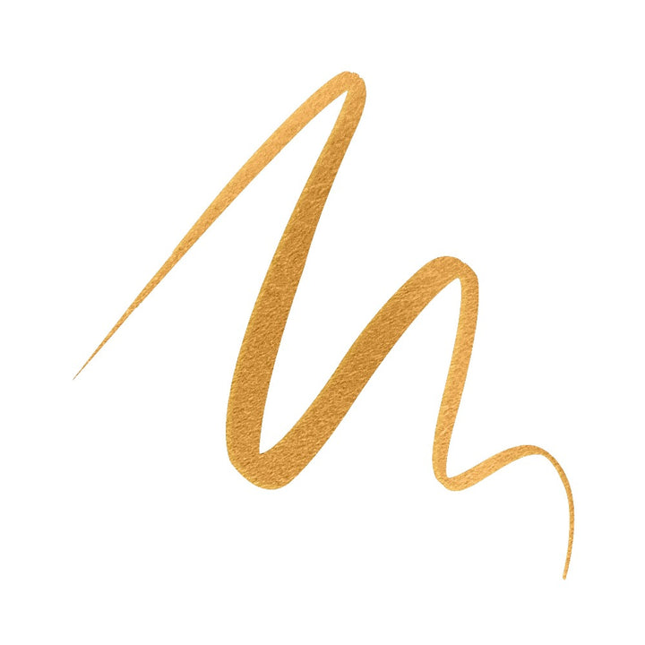 Rebellion inspiring gold metallic eyeliner with swatch
