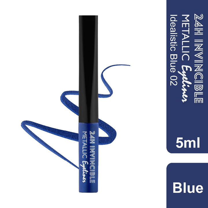 Rebellion idealistic blue metallic eyeliner with swatch and name