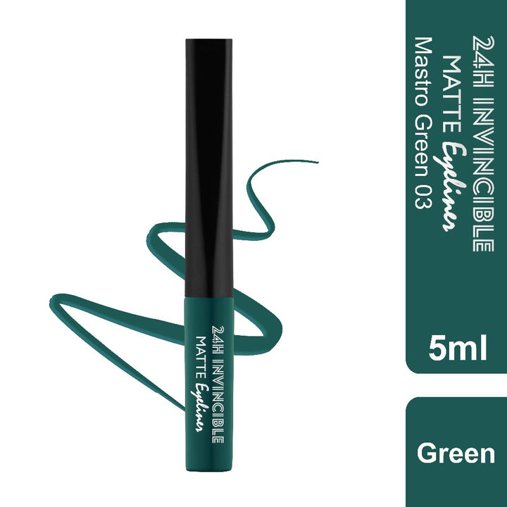 Rebellion mastro green matte eyeliner with swatch