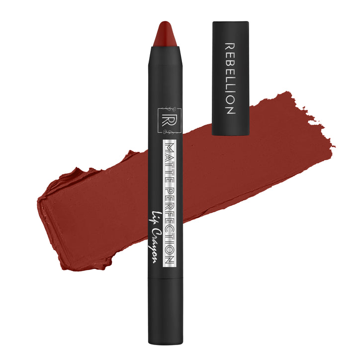 rebellion rosewood lip crayon with swatch