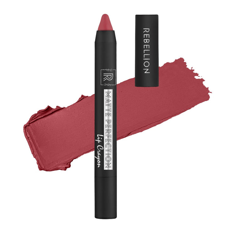 rebellion brave pink lip crayon with swatch