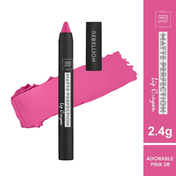 rebellion adorable pink lip crayon with swatch and border