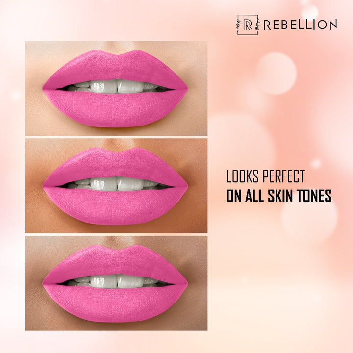 rebellion adorable pink lip crayon on different skin tones
