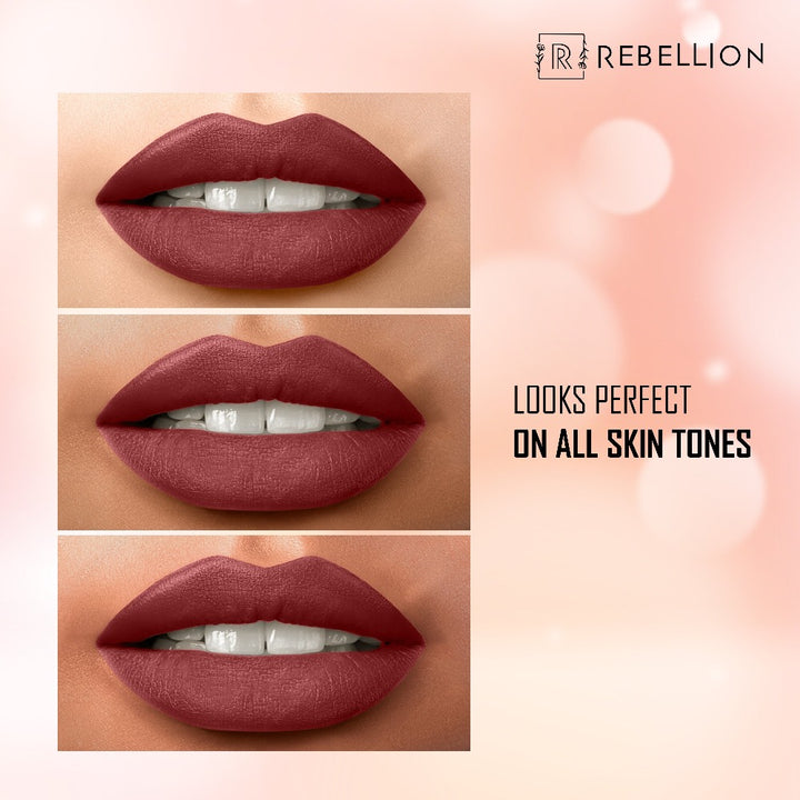 rebellion extrovert red lip crayon on different skin tones