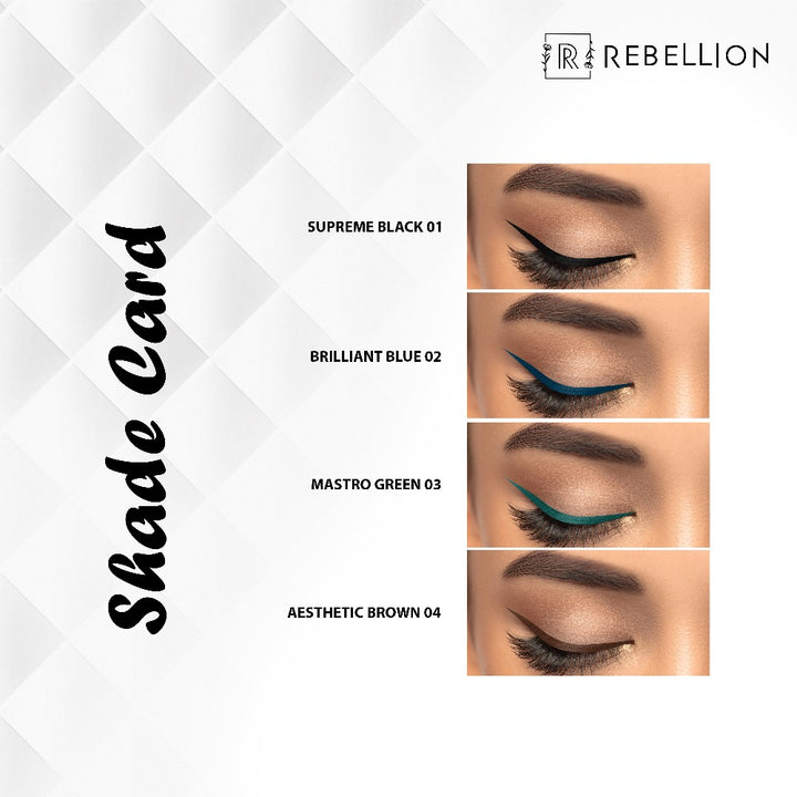 Rebellion 24H invincible matte eyeliner shade card