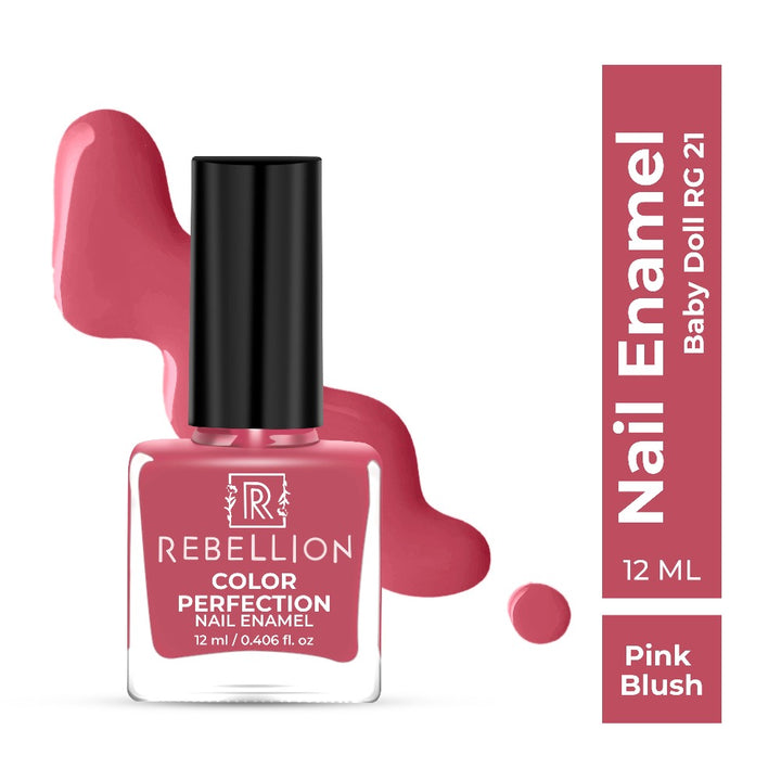 Rebellion pink blush nail enamel with swatch
