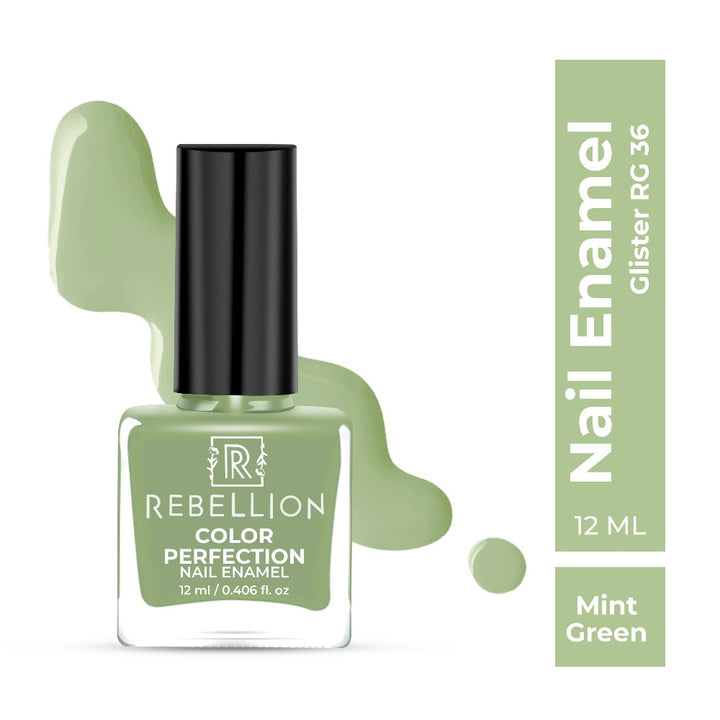 Rebellion mint green nail enamel with swatch