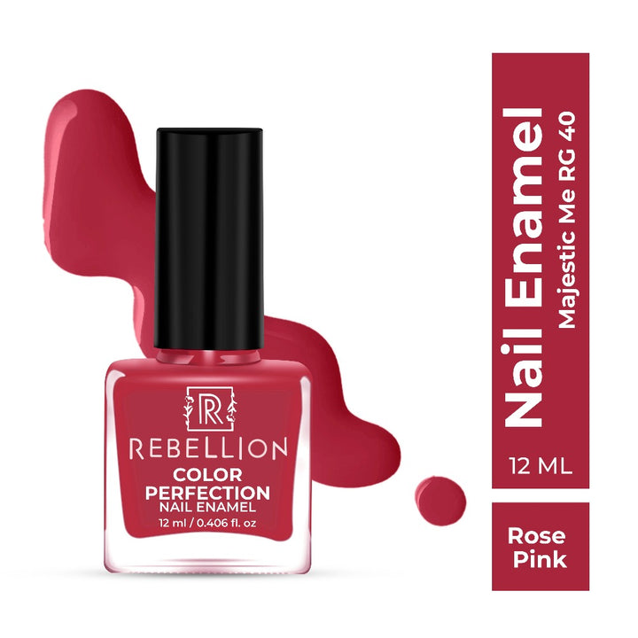 Rebellion rose pink nail enamel with swatch
