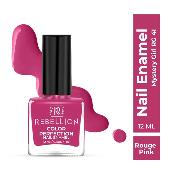 Rebellion rouge pink nail enamel with swatch