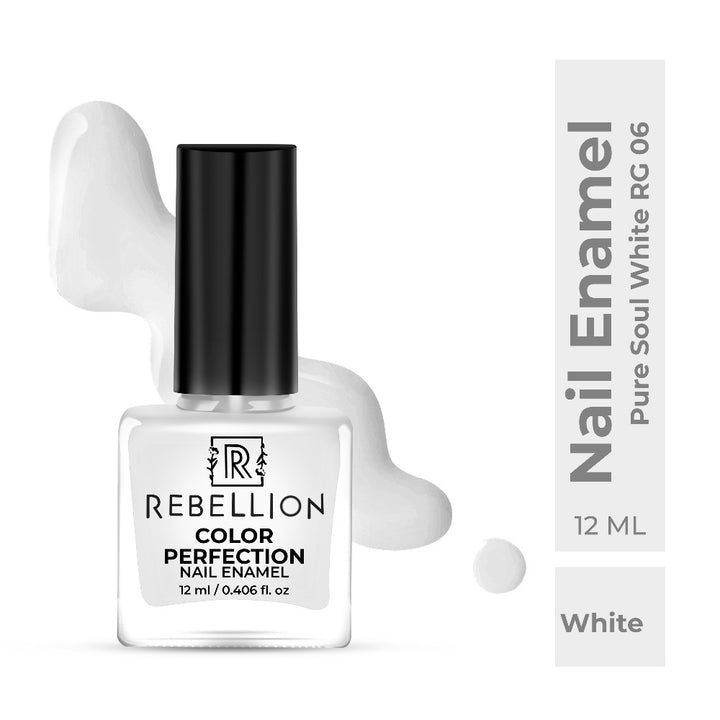 Rebellion white nail enamel with swatch