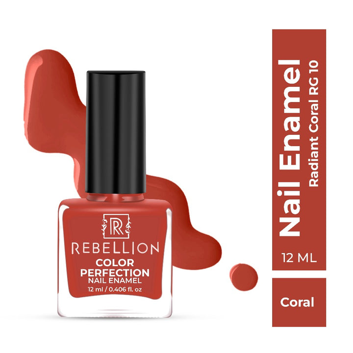 Rebellion coral nail enamel with swatch