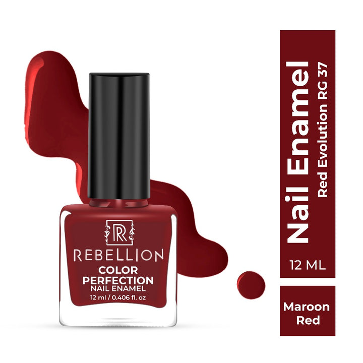 Rebellion maroon red nail enamel with swatch