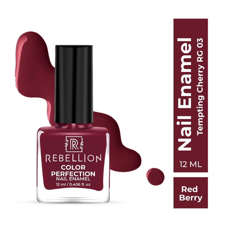 Rebellion red berry nail enamel with swatch