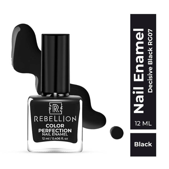 Rebellion black nail enamel with swatch