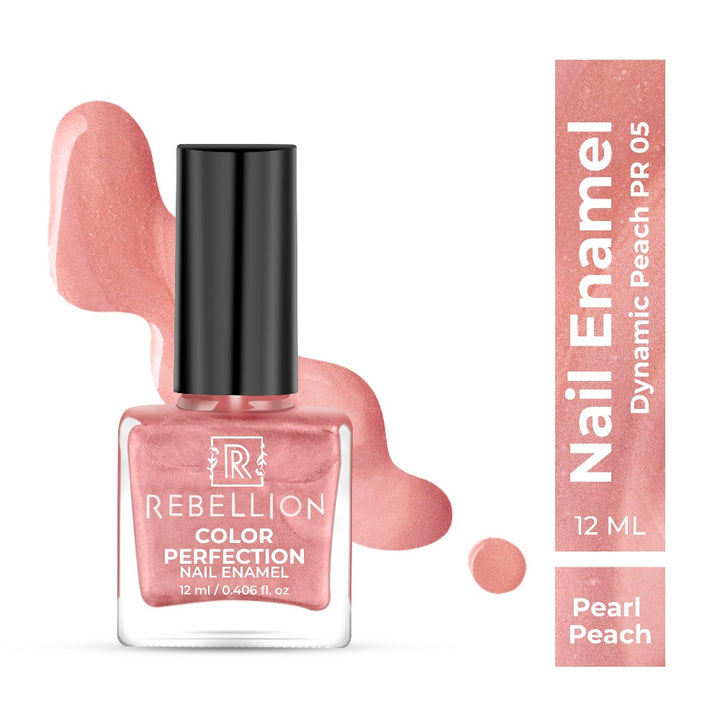 Rebellion pearl peach nail enamel with swatch