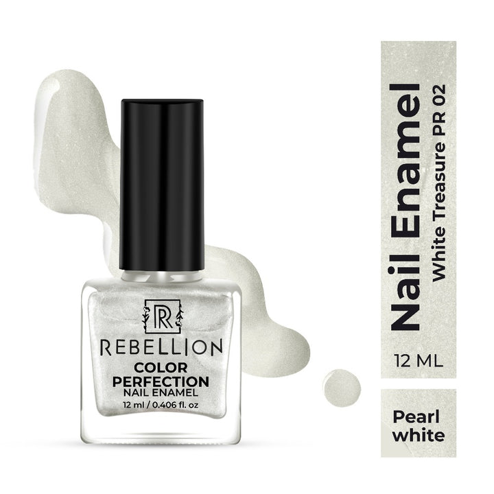Rebellion pearl white nail enamel with swatch