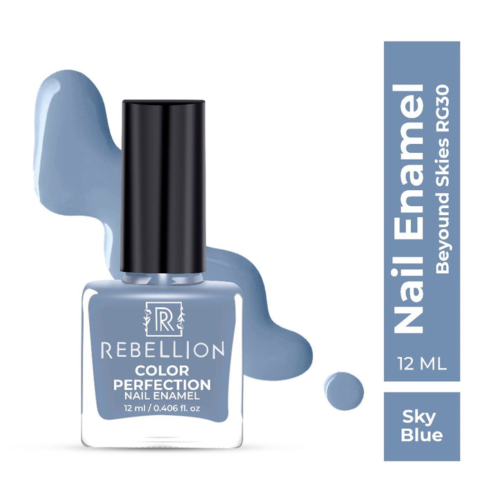 Rebellion sky blue nail enamel with swatch