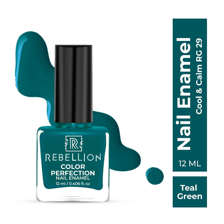 Rebellion teal green nail enamel with swatch