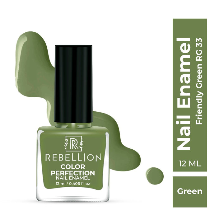 Rebellion green nail enamel with swatch