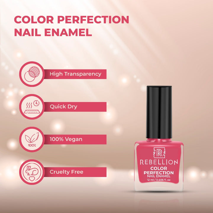 Rebellion coral pink nail enamel features and characteristics