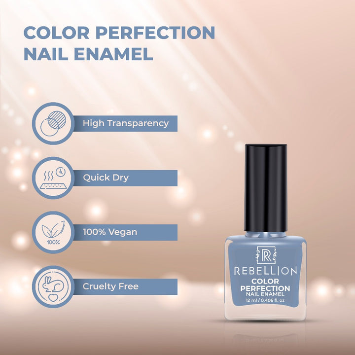 Rebellion sky blue nail enamel features and characteristics