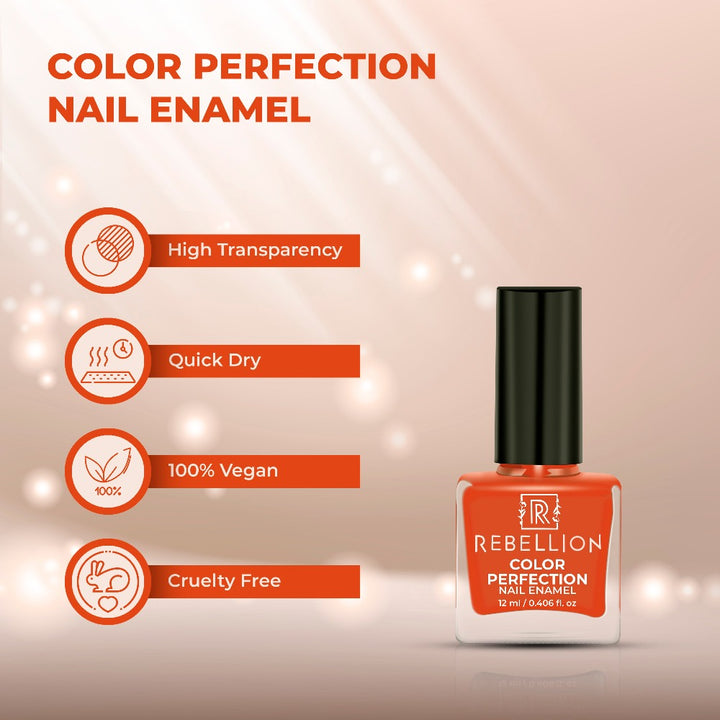 Rebellion orange nail enamel features and characteristics