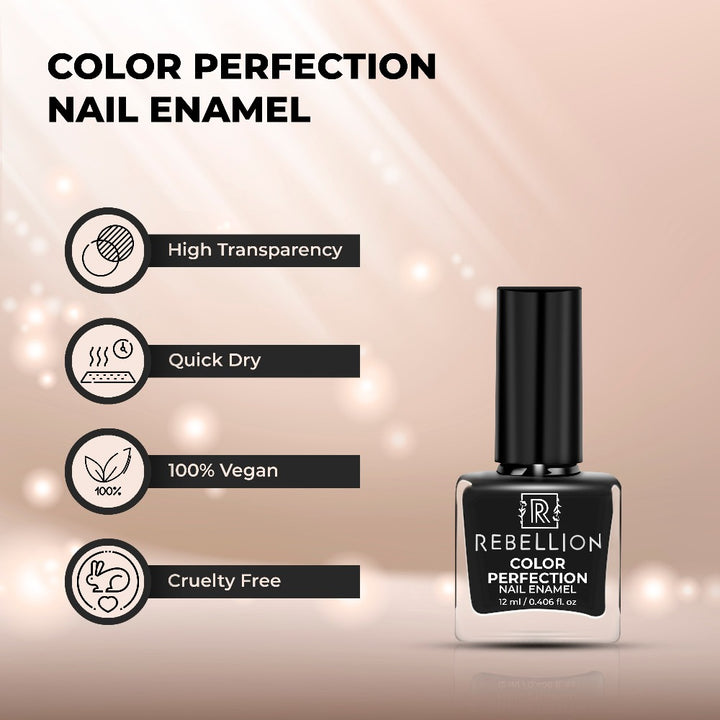 Rebellion black nail enamel features and characteristics