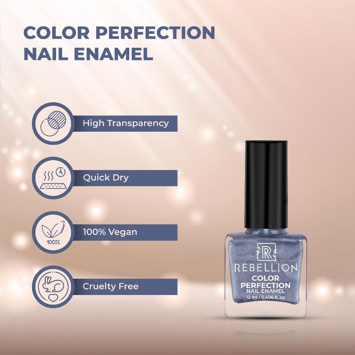 Rebellion metallic blue nail enamel features and characteristics