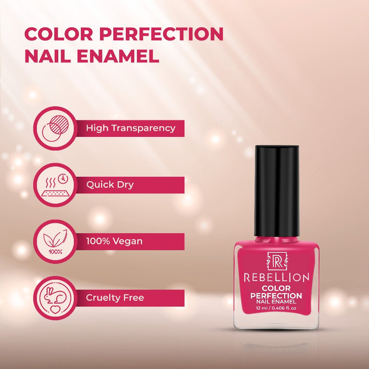 Rebellion fuchsia pink nail enamel features and characteristics