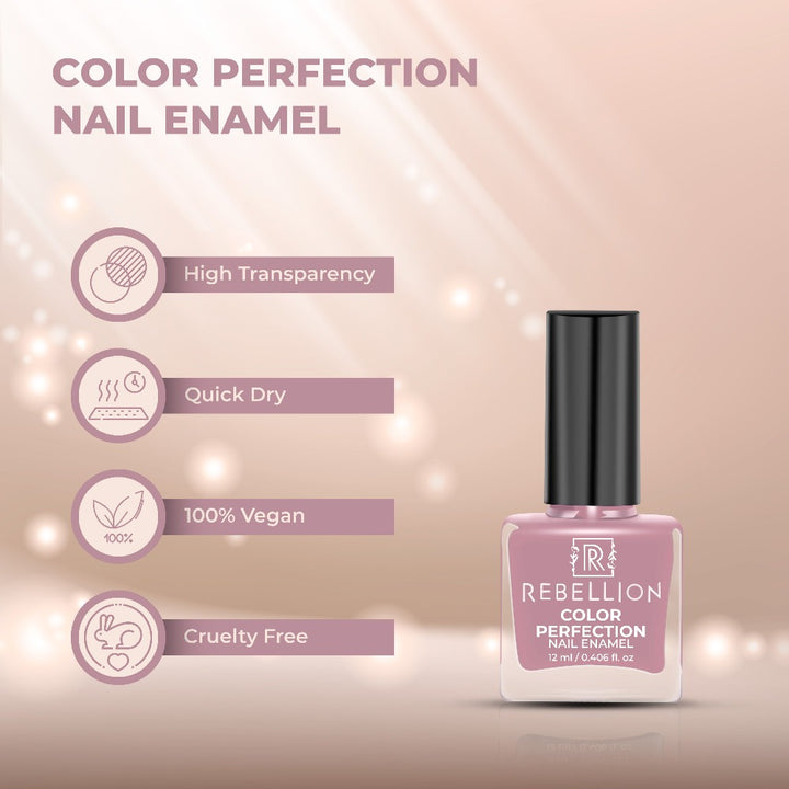 Rebellion mauve pink nail enamel features and characteristics