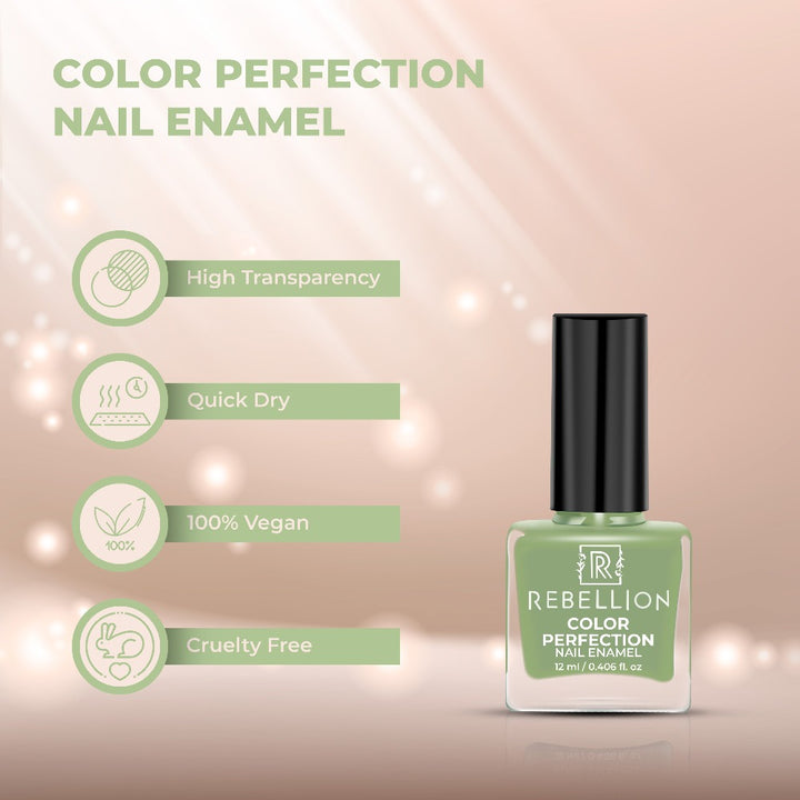 Rebellion mint green nail enamel features and characteristics