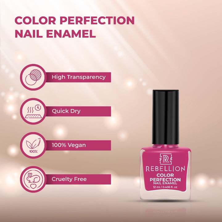 Rebellion rouge pink nail enamel features and characteristics