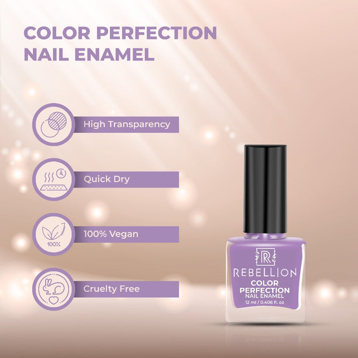 Rebellion light violet nail enamel features and characteristics