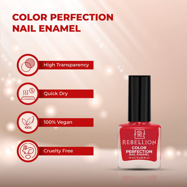 Rebellion hot red nail enamel features and characteristics